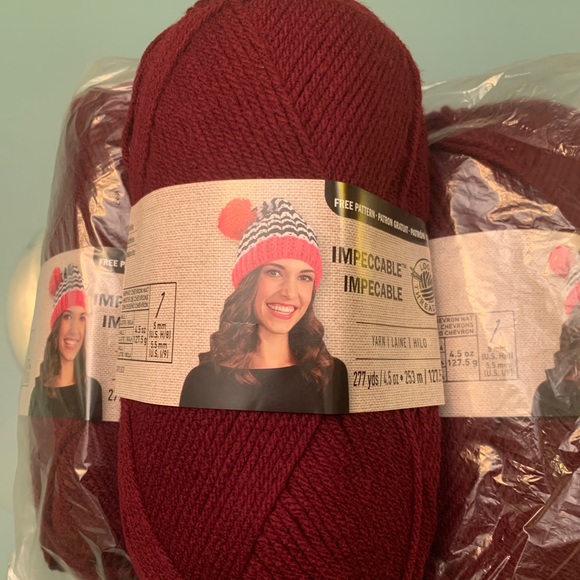 NWT Loops & Threads Impeccable Yarn 4.5oz pack of 3 wine ❤️ navy blue green - Picture 15 of 16